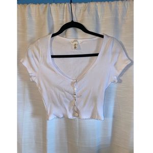 White Button Down Crop Top